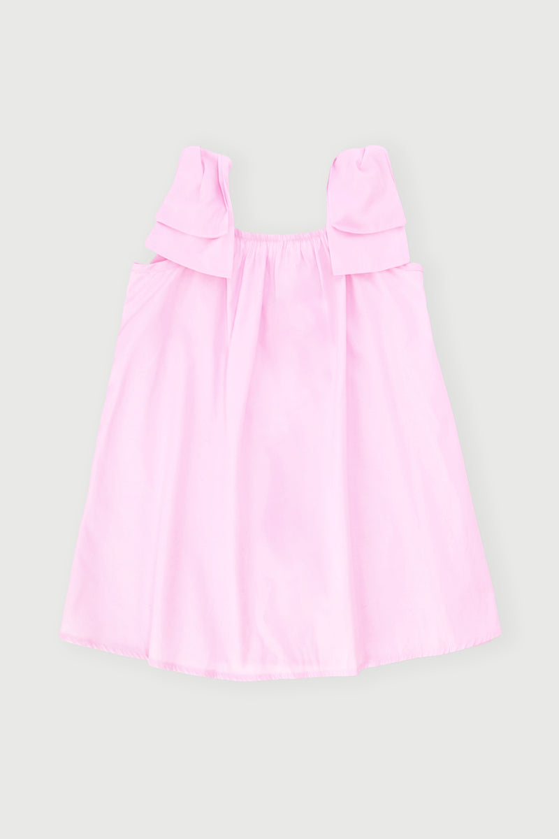 Pre-Girls Shoulder Bows Poplin Dress - Pink
