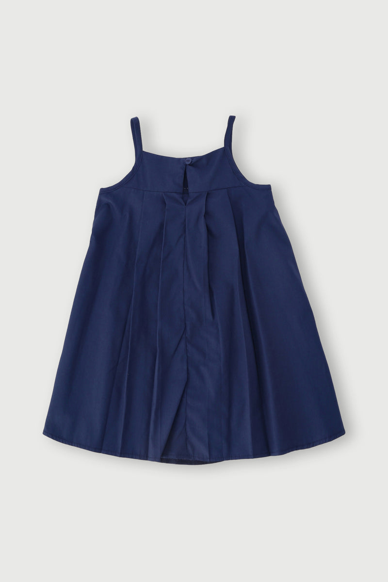 Pre-Girls Contrast Bow Poplin Dress - Navy