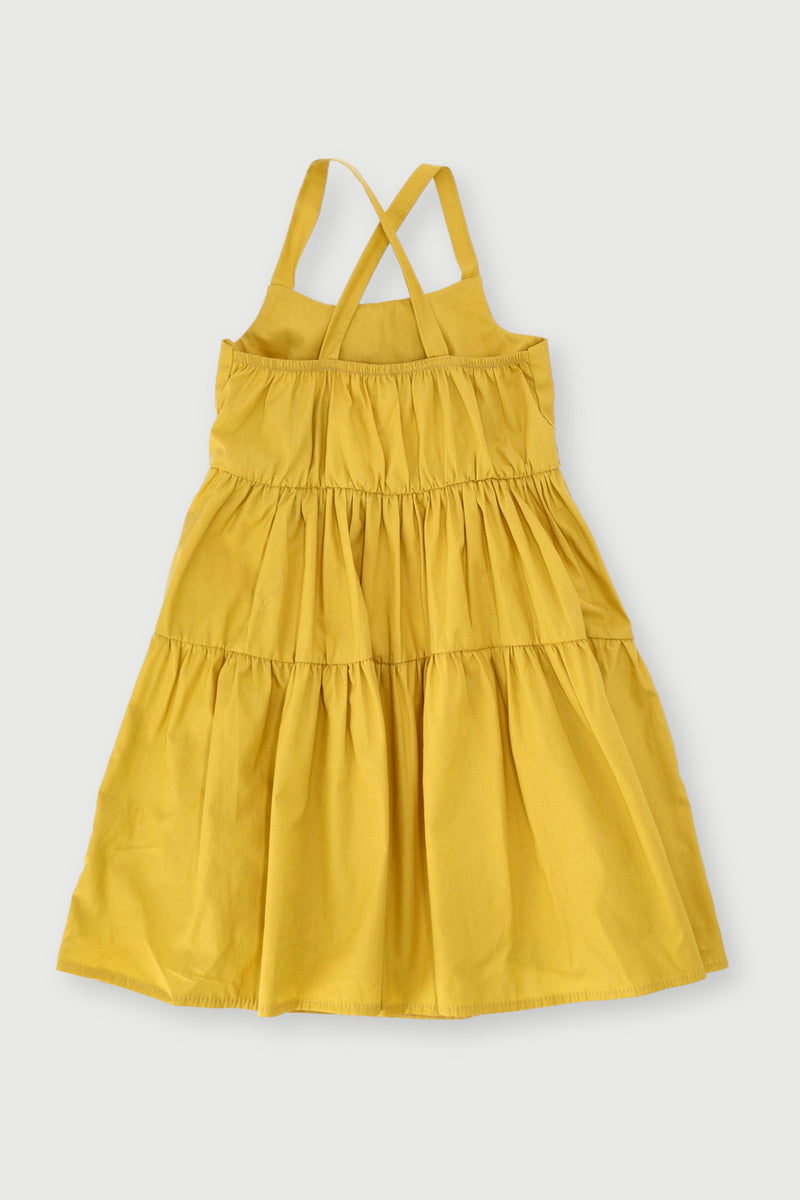Pre-Girls 3D Flower Tiered Dress - Yellow