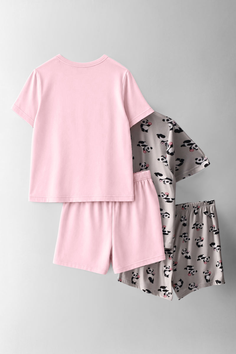 Girls 2 Pack Panda Sleep Set - Pink