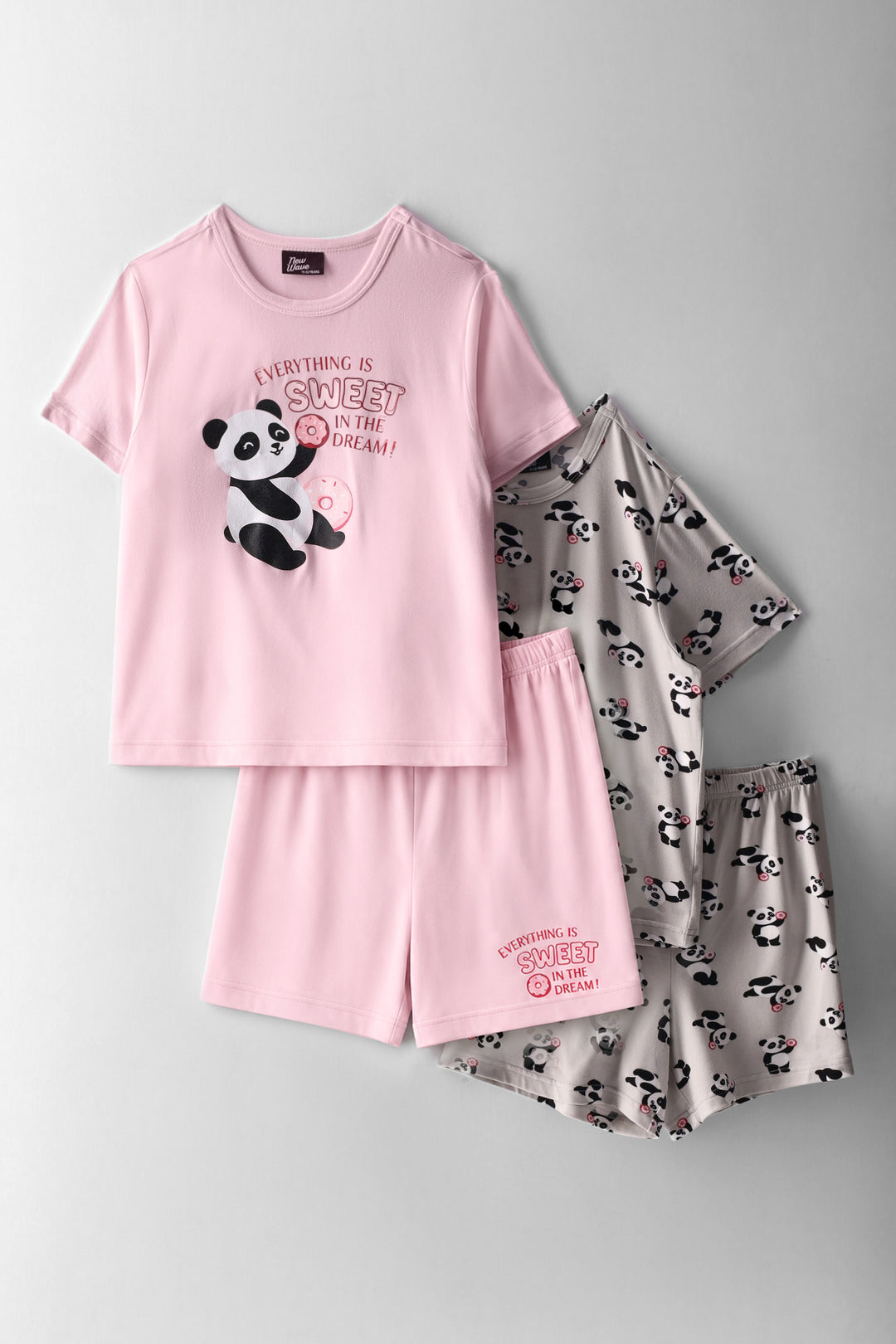Girls 2 Pack Panda Sleep Set - Pink