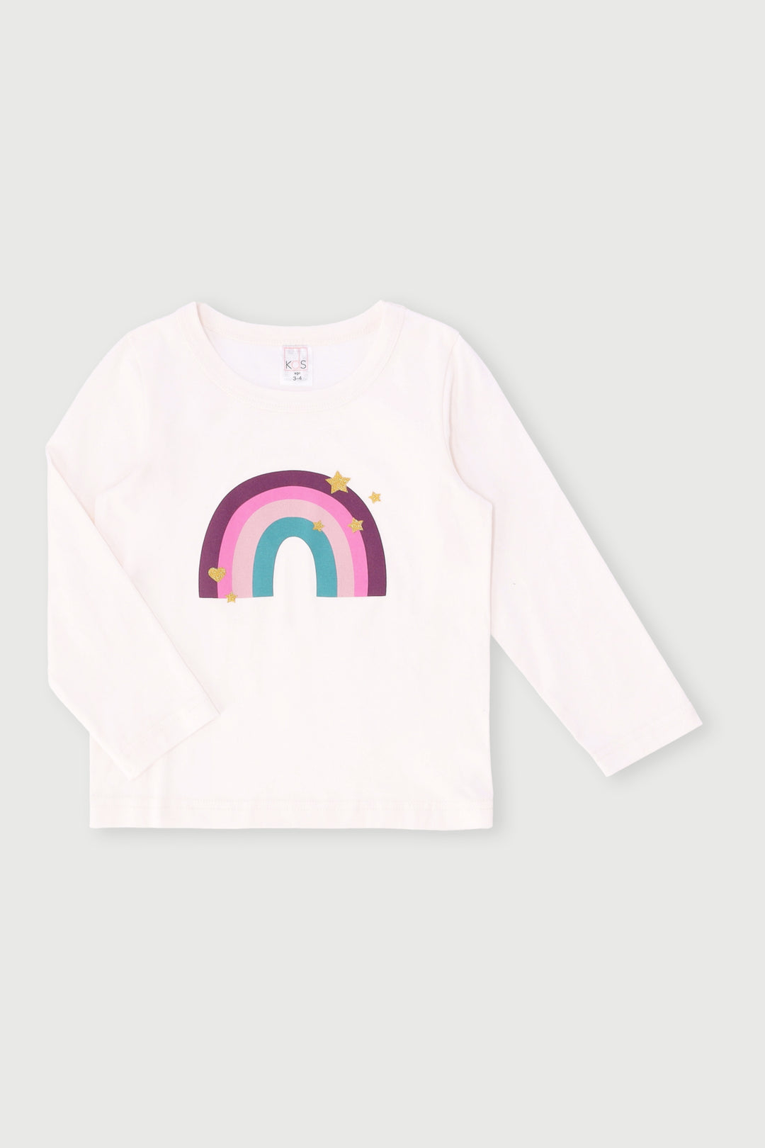 Pre-Girls Long Sleeve Rainbow Tee - Cream