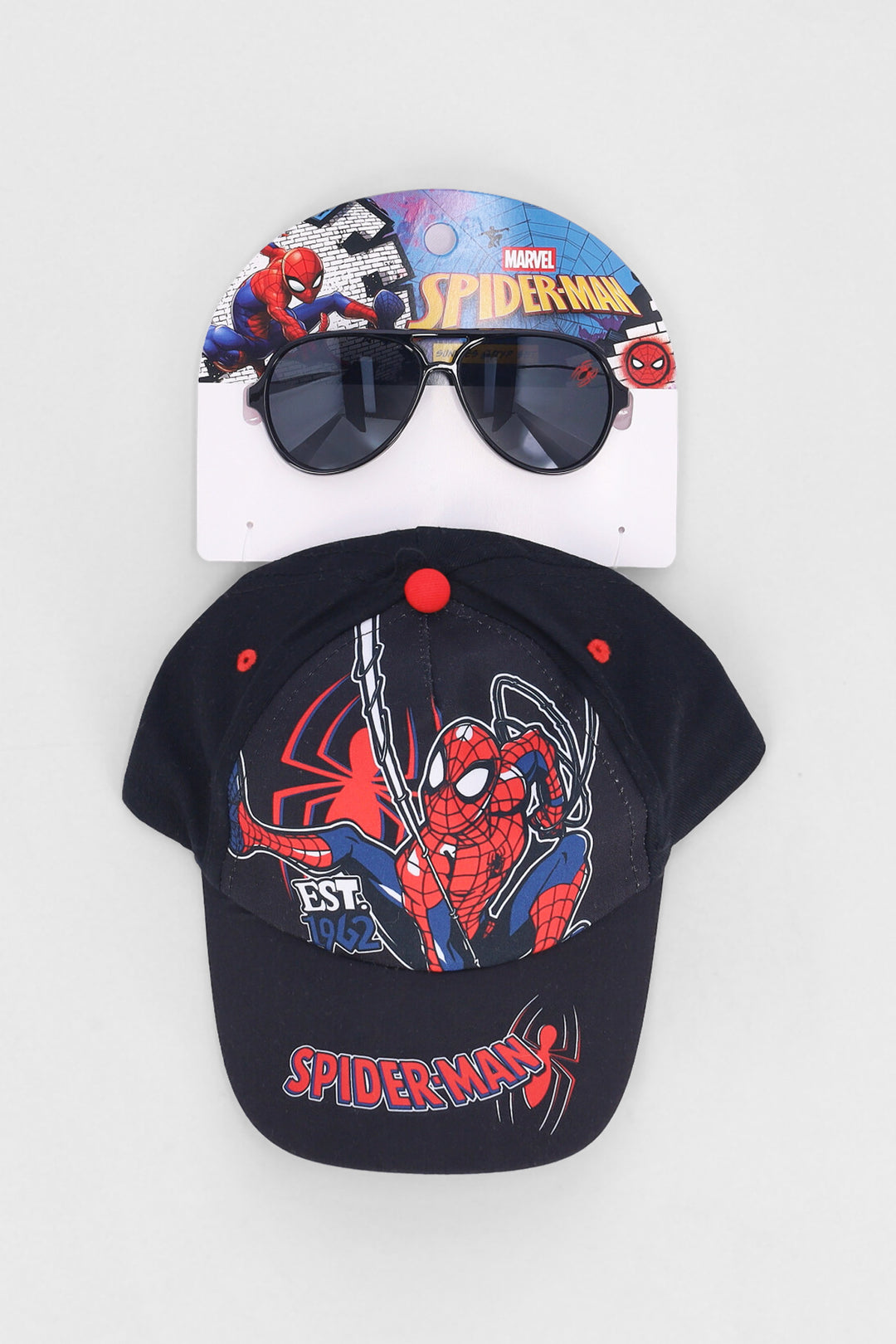 Pre-Boys Spiderman Sunglasses & Peak Cap Set - Black