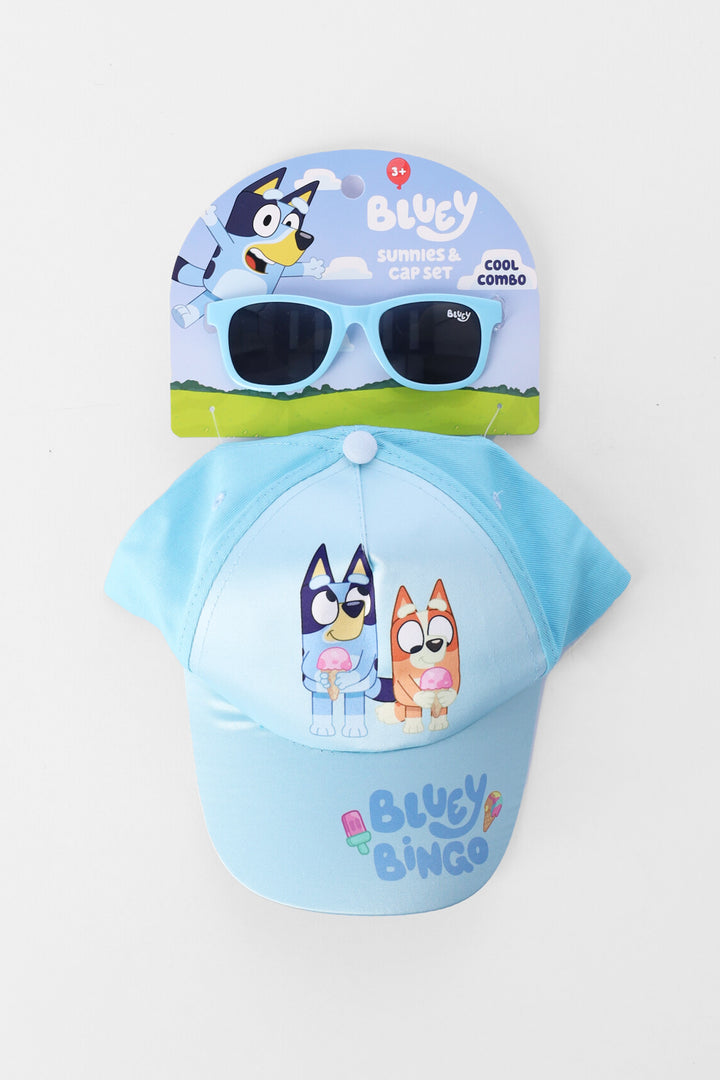 Pre-Girls Bluey Sunglasses & Peak Cap Set - Light Blue