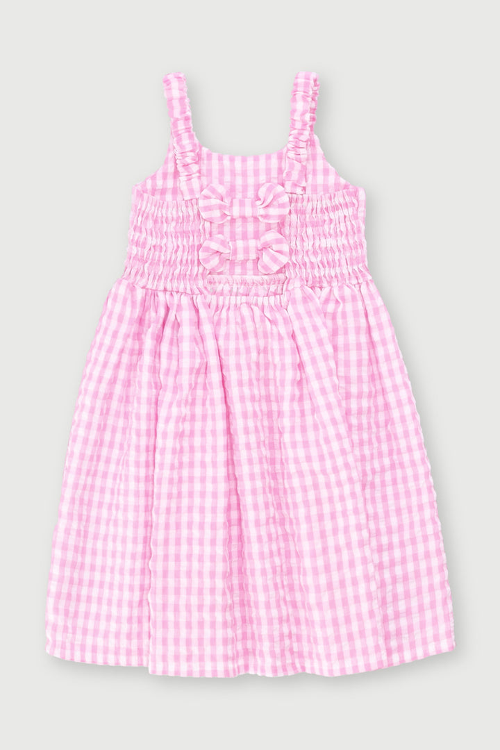 Pre-Girls Check Seersucker Dress - Check