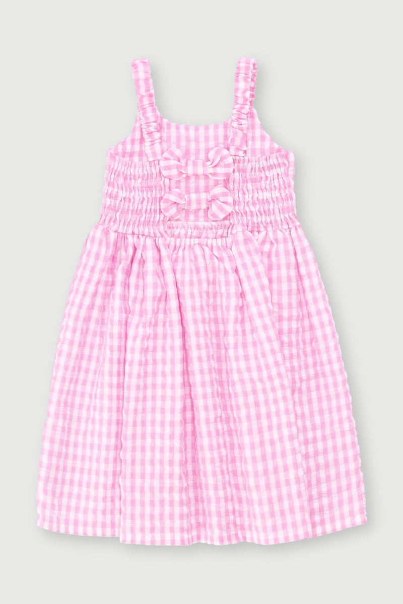 Pre-Girls Check Seersucker Dress - Check
