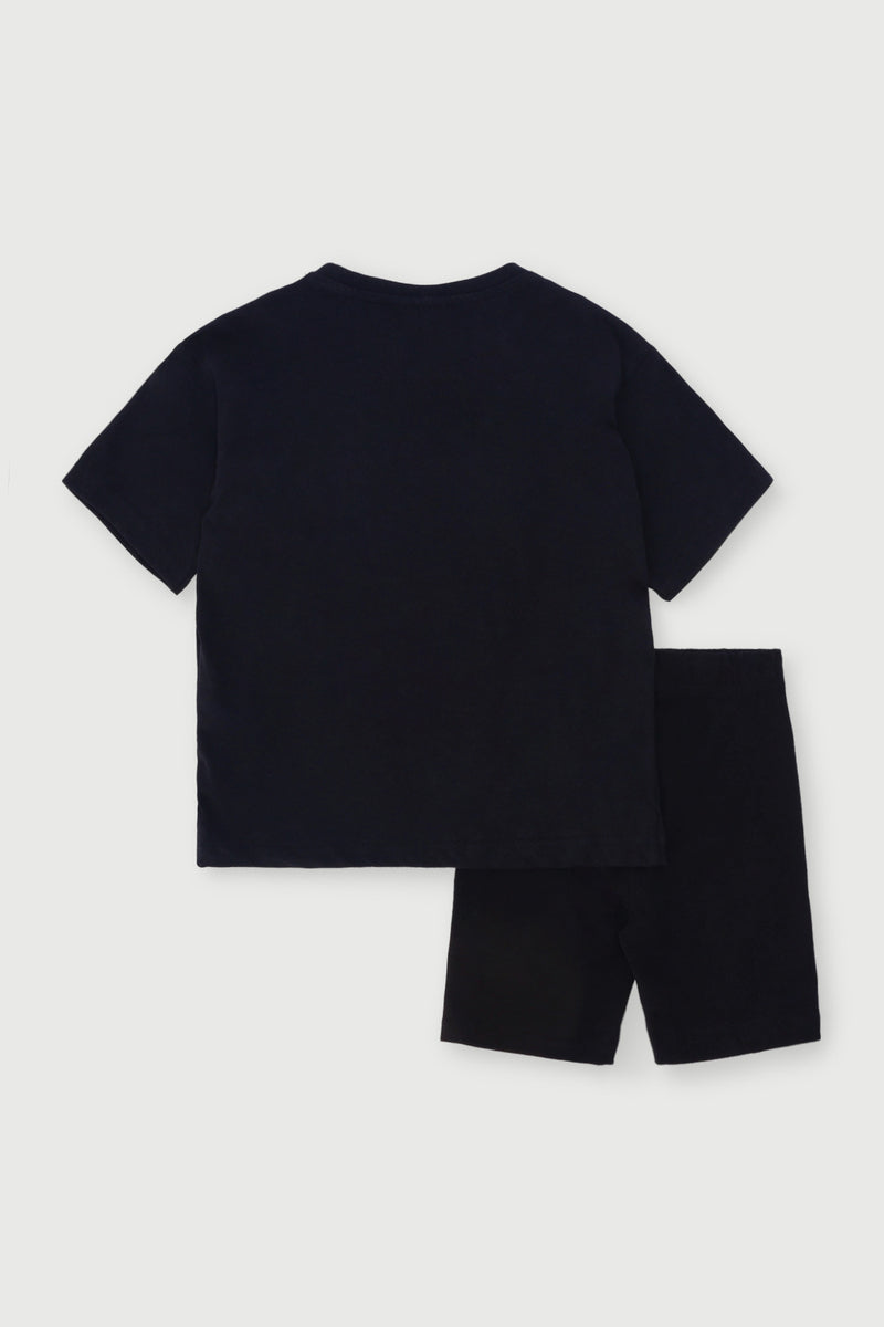 Pre-Girls Barbie Tee & Cycle Short Set - Black