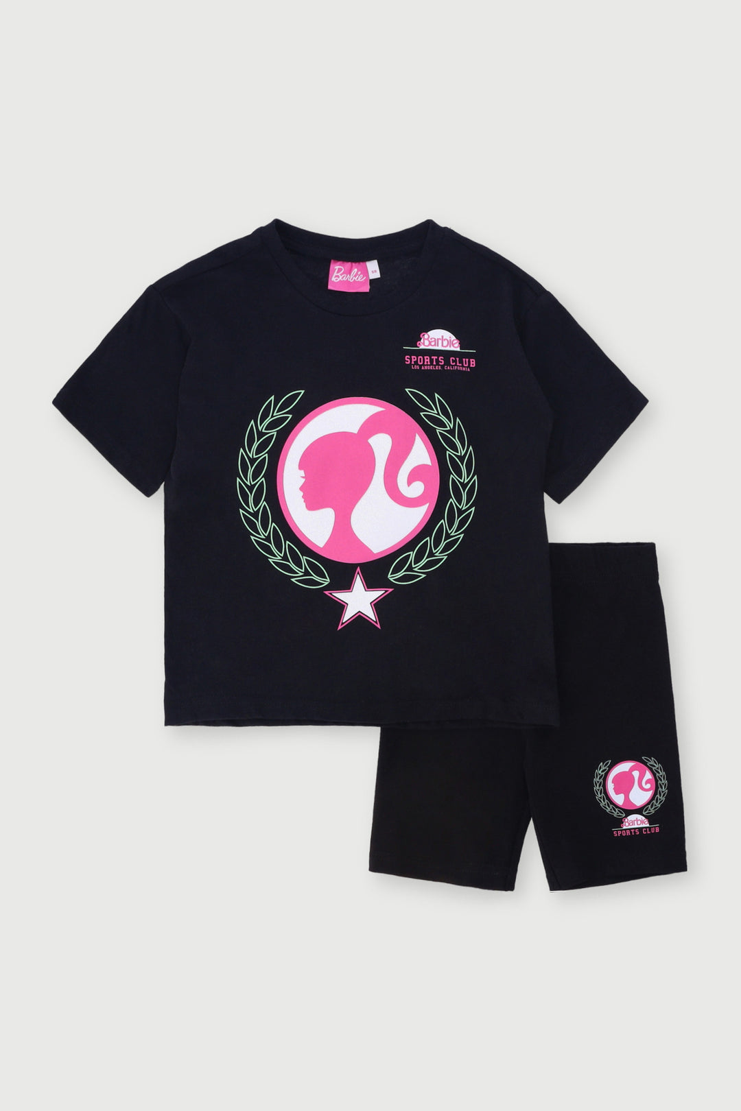 Pre-Girls Barbie Tee & Cycle Short Set - Black