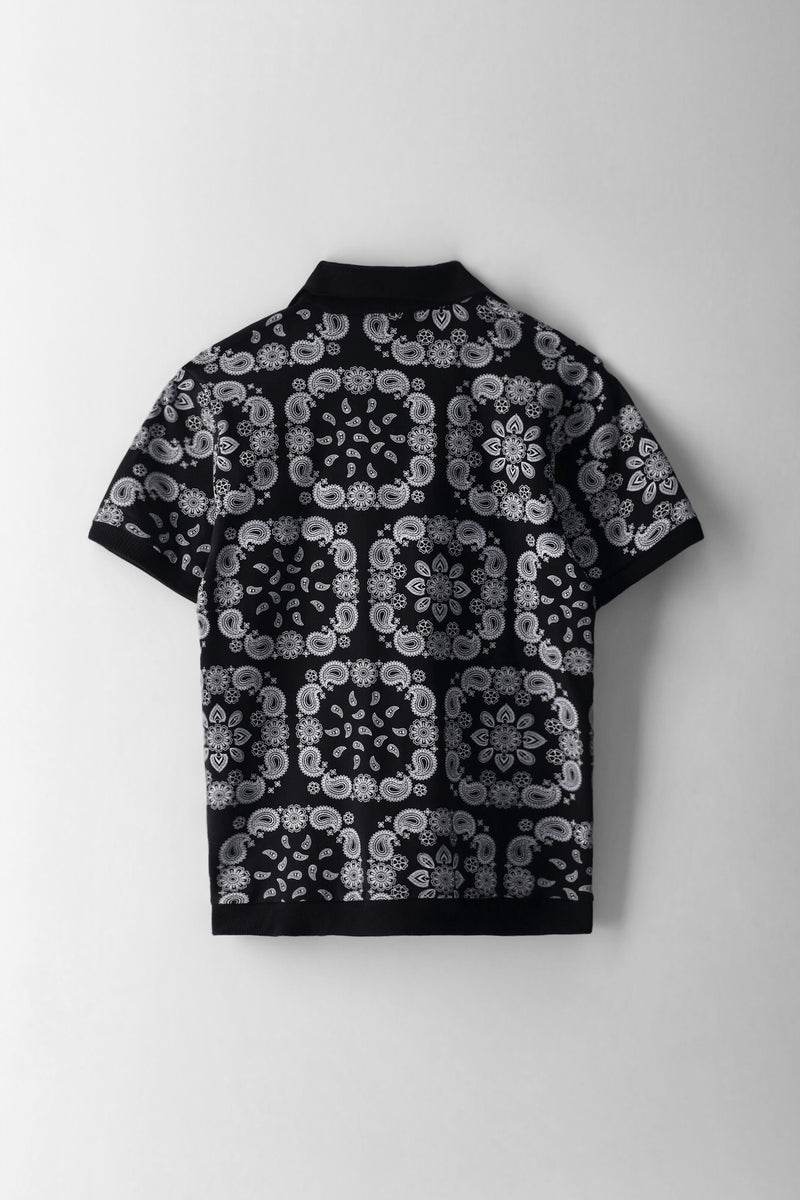 Boys Bandana Print Knit Shirt - Black