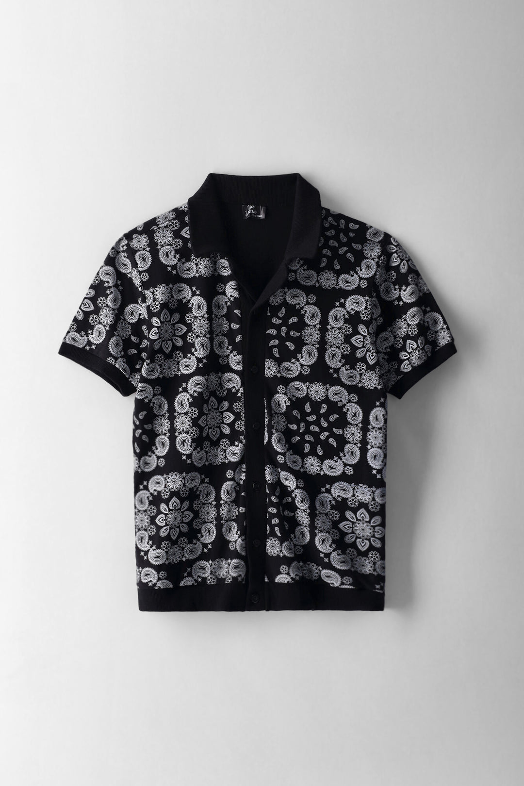 Boys Bandana Print Knit Shirt - Black