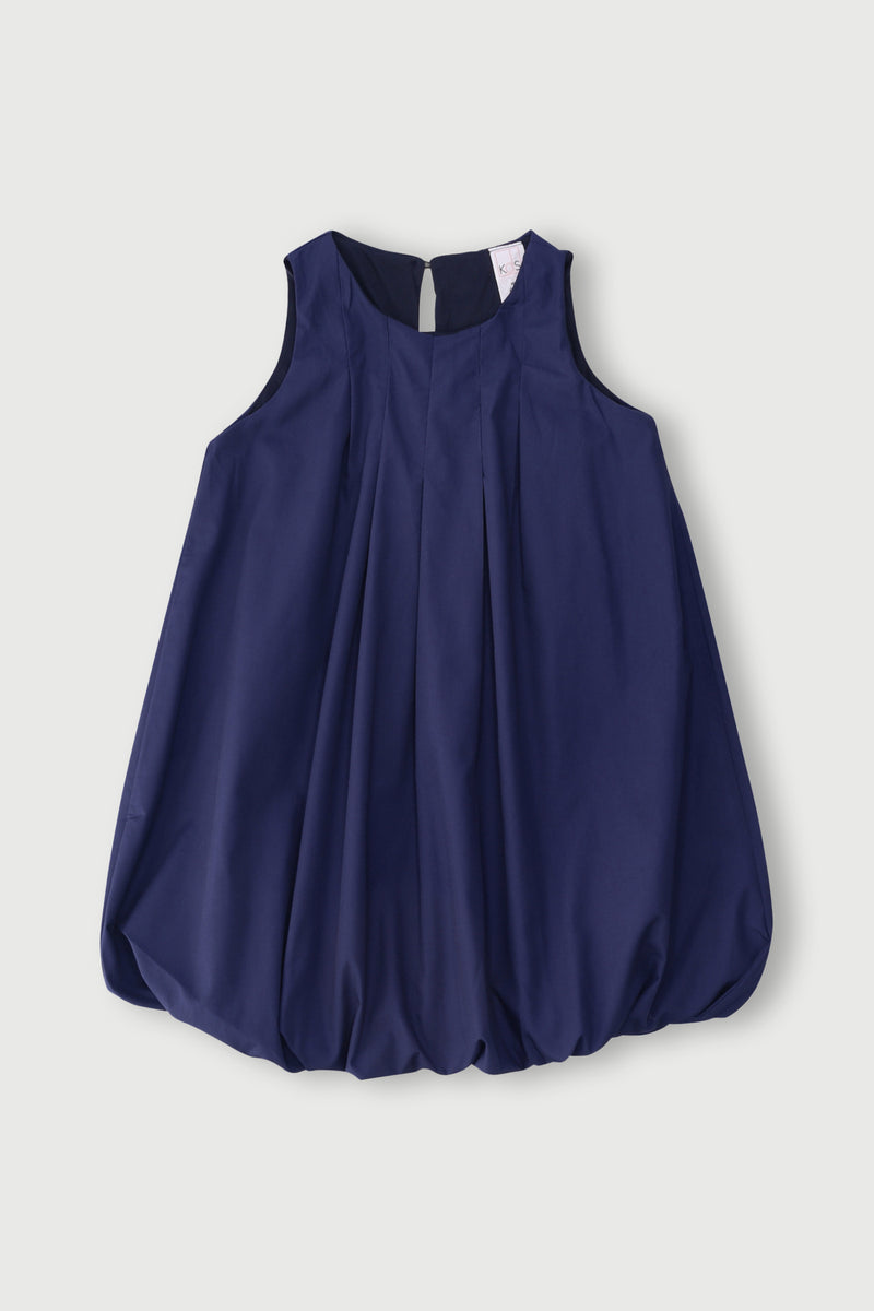 Pre-Girls Pleated Bubble Dress - Navy