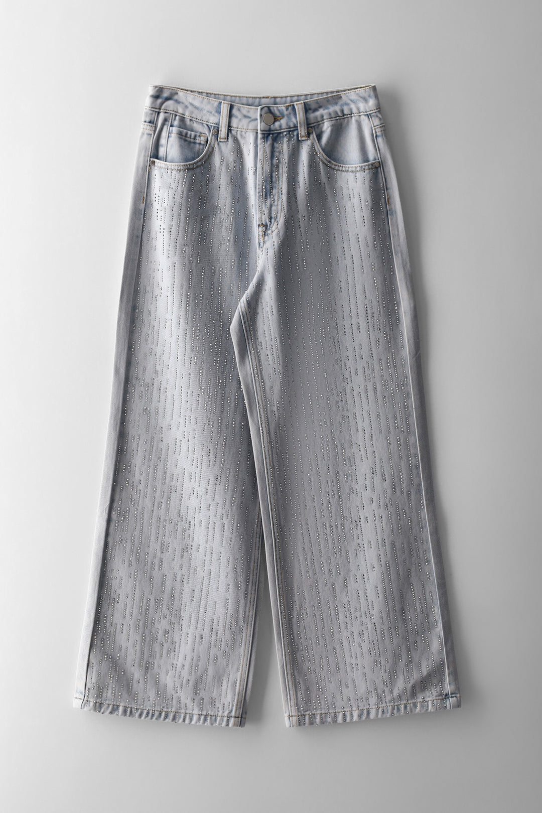 Girls Embellished Drop Denim - Light Wash