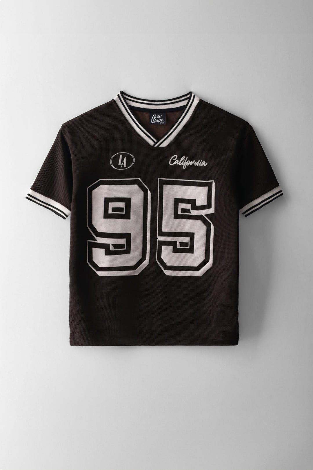 Boys Textured Oversized Sports T-Shirt - Chocolate