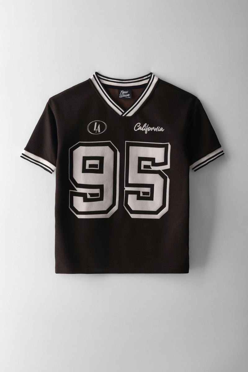 Boys Textured Oversized Sports T-Shirt - Chocolate