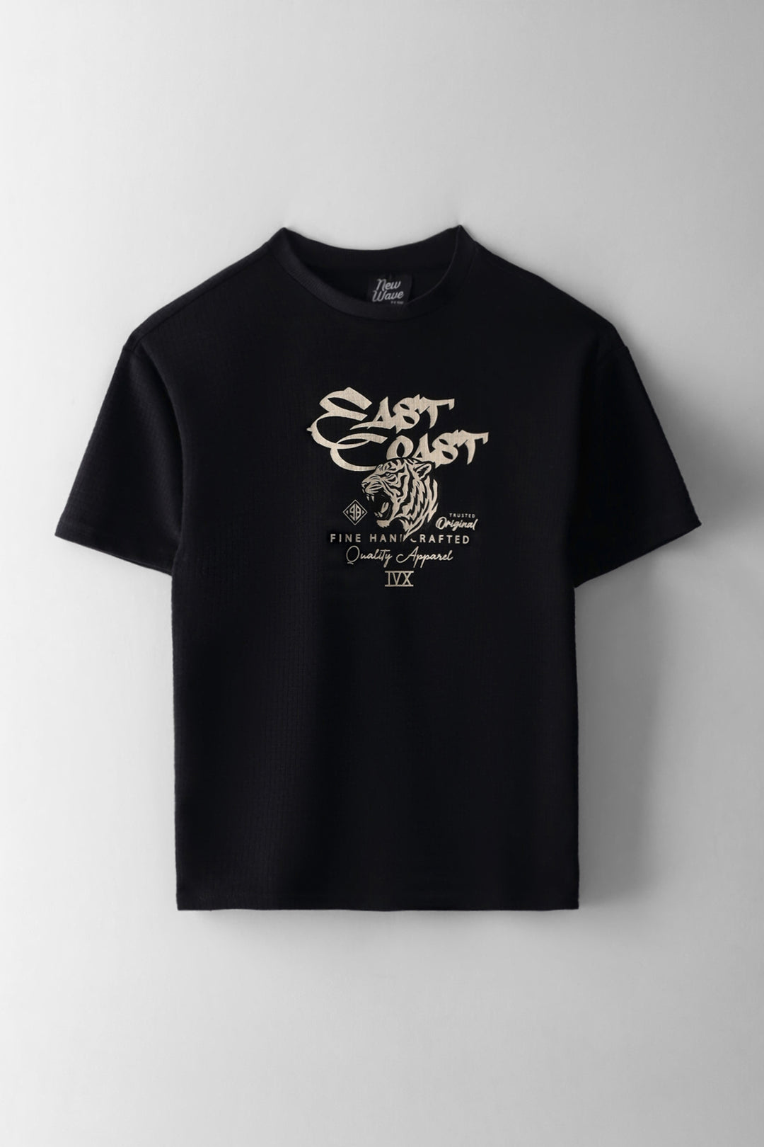 Boys Textured Tiger Overszied T-Shirt - Black