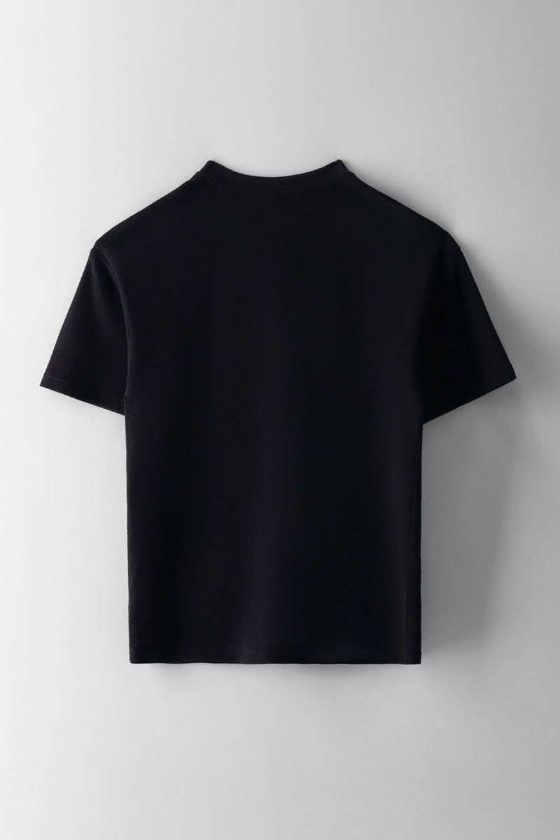 Boys Textured Tiger Overszied T-Shirt - Black