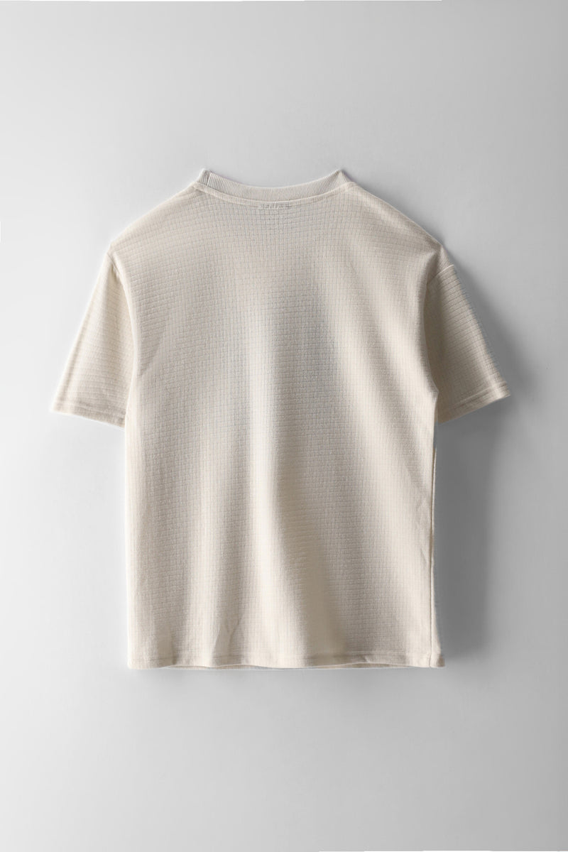Boys Textured Teddy Oversized T-Shirt - Ecru