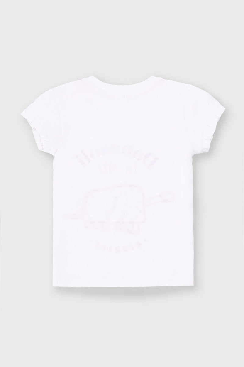 Pre-Girls Danasoli Frill Tee - White