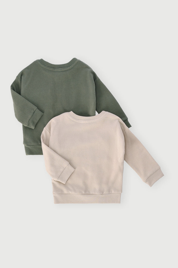 Baby Boys 2 Pack Bear Badge Utility Fleece Tops - Olive