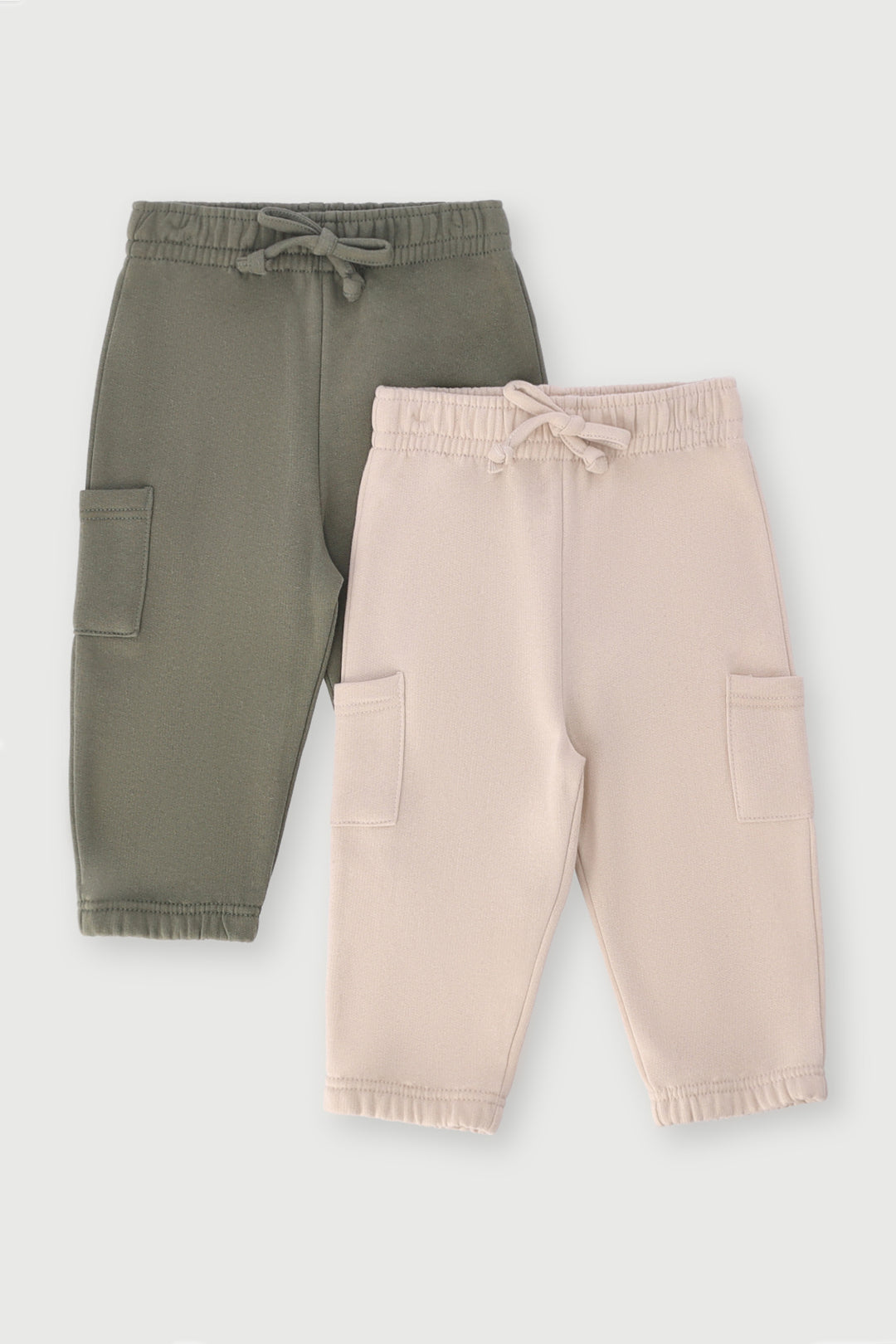 Baby Boys 2 Pack Bear Badge Utility Jogger - Olive