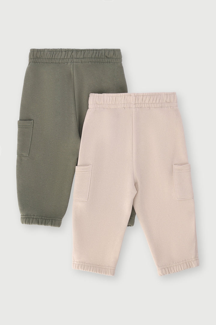 Baby Boys 2 Pack Bear Badge Utility Jogger - Olive