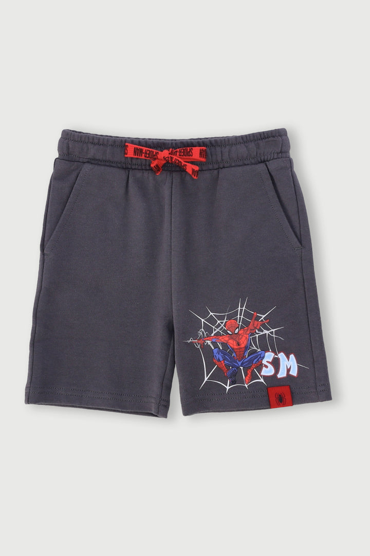 Pre-Boys Spiderman Gloss Shorts - Charcoal