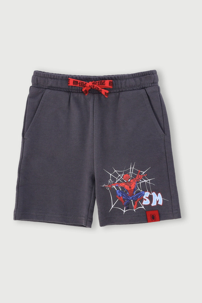 Pre-Boys Spiderman Gloss Shorts - Charcoal