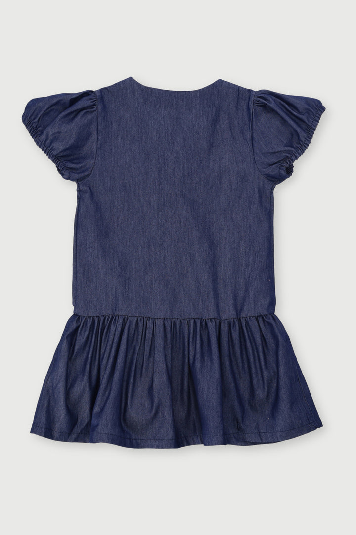 Pre-Girls Denim Chambray Dress - Mid Blue