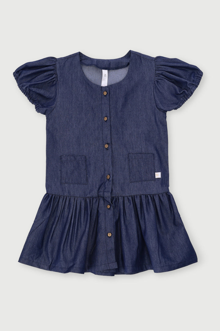Pre-Girls Denim Chambray Dress - Mid Blue