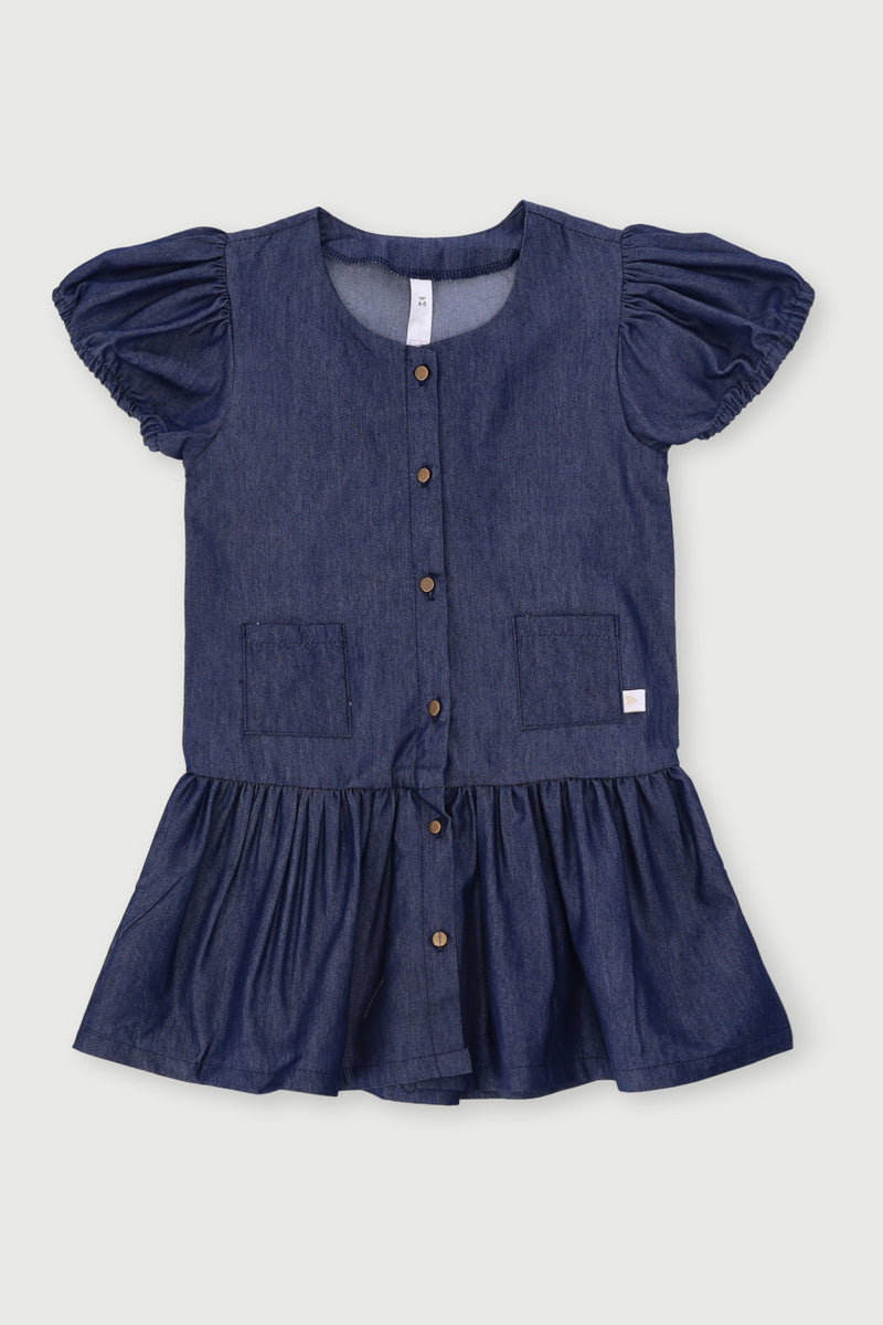 Pre-Girls Denim Chambray Dress - Mid Blue