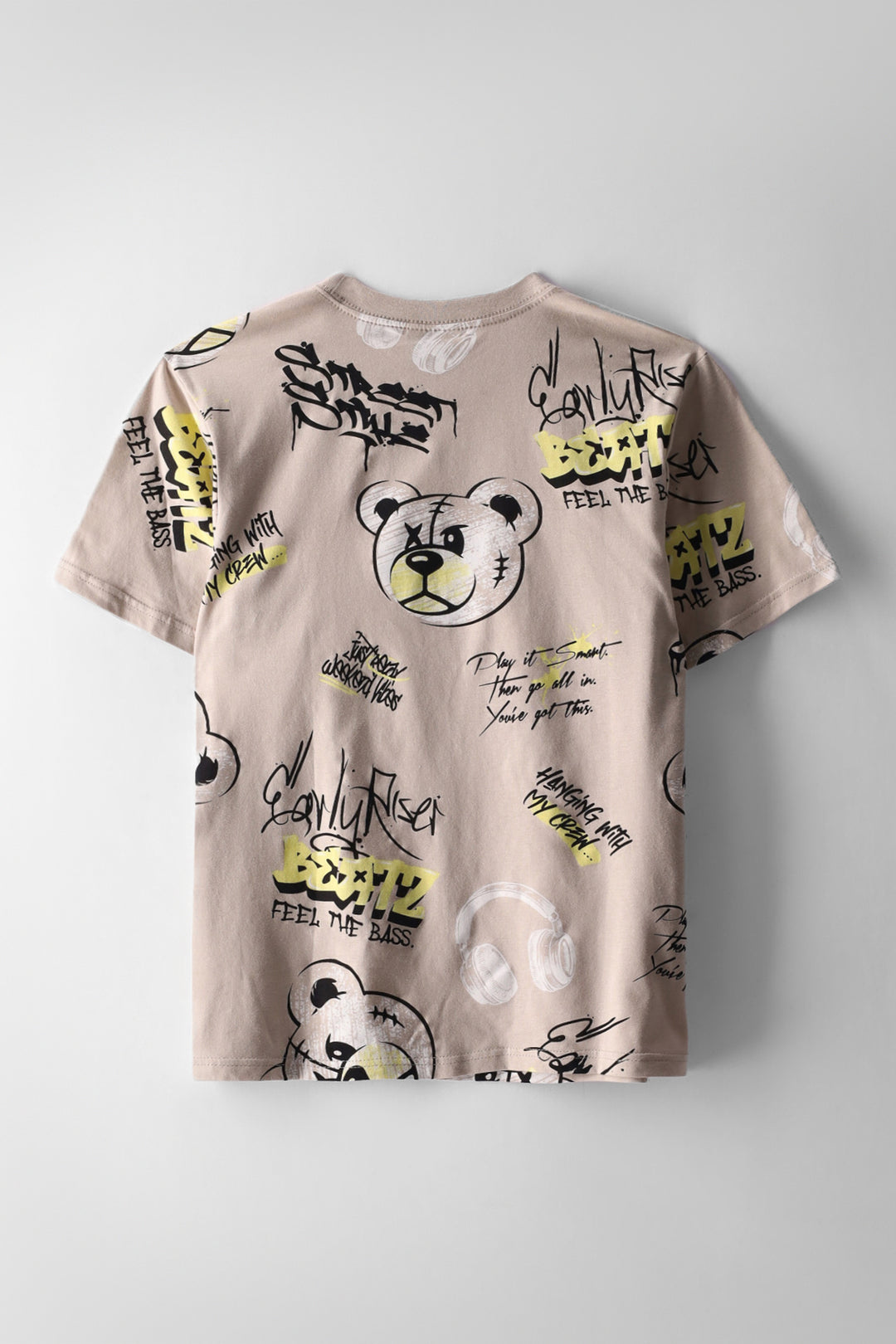 Boys Teddy Grafitti T-Shirt - Stone/Yellow