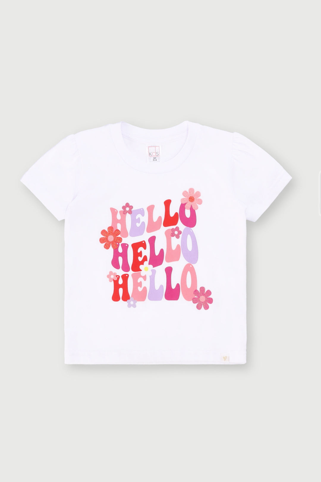 Pre-Girls Hello Print Tee - White