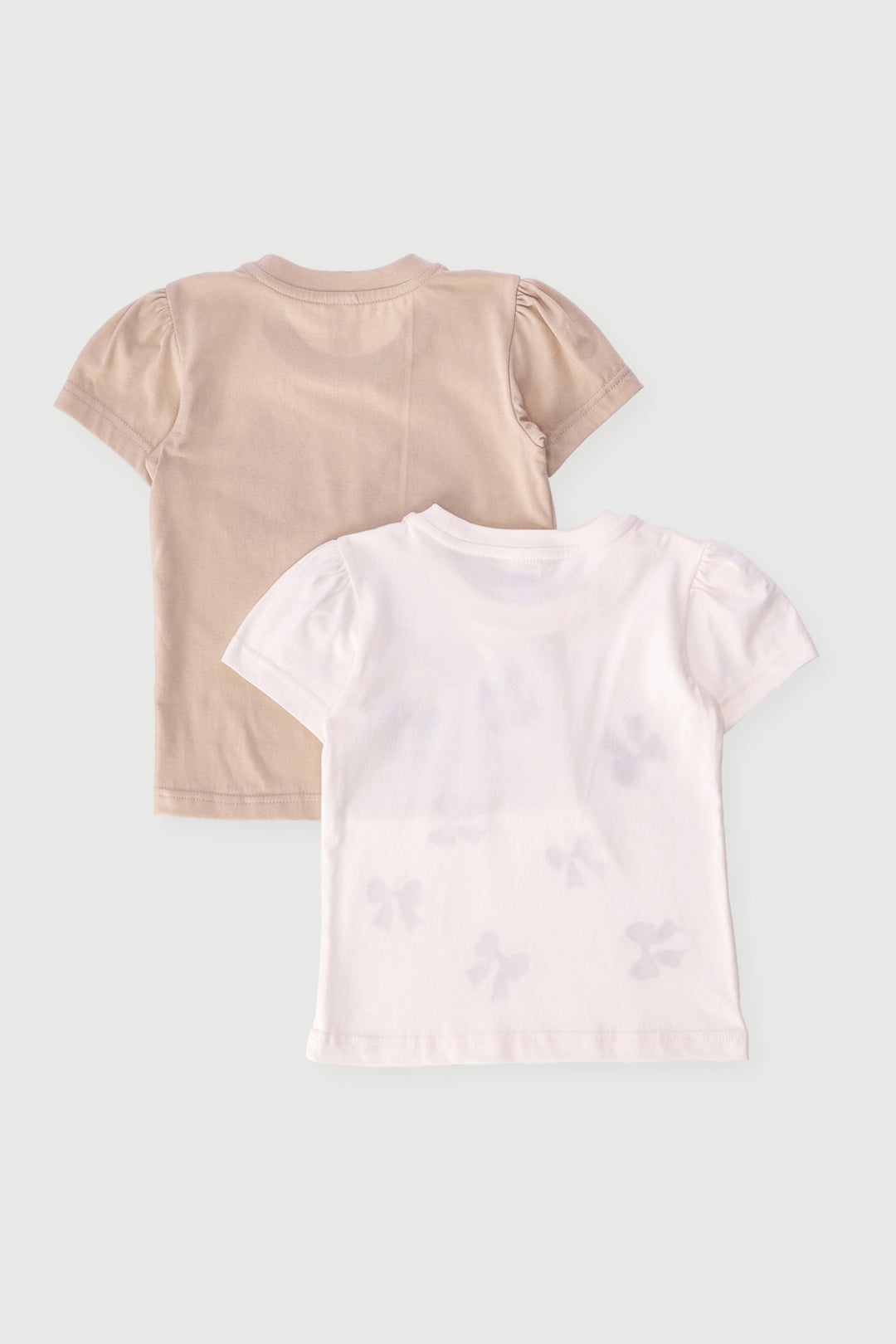 Pre-Girls 2 Pack Bows Tees - Cream
