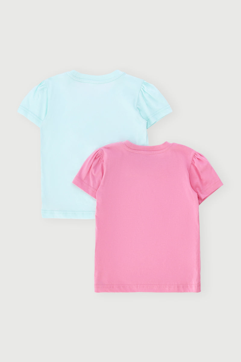Pre-Girls 2 Pack Butterfly Love Tees - Aqua