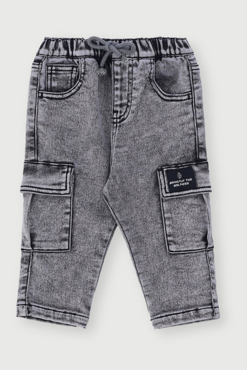 Baby Boys Acid Wash Knit Denim - Grey