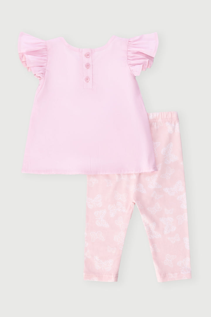 Baby Girls Woven Butterfly Tunic Set - Pink