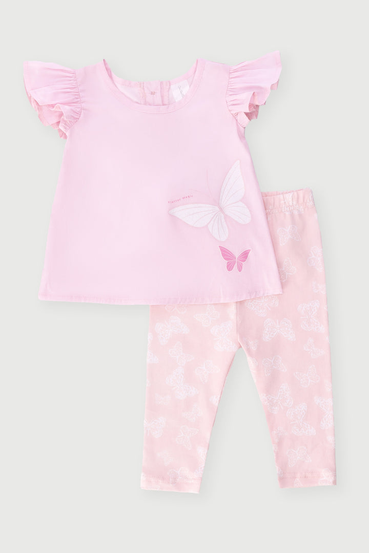 Baby Girls Woven Butterfly Tunic Set - Pink