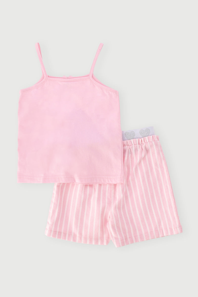 Pre-Girls Dog Strappy Woven Stripe Shorts - Pink