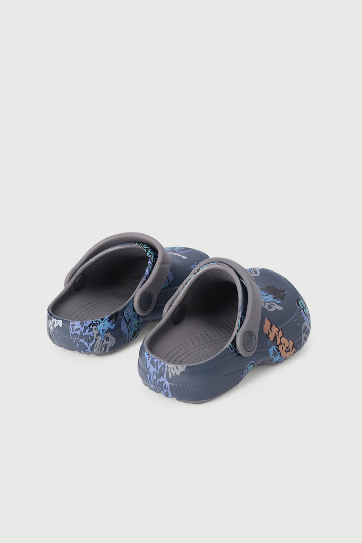 Pre-Boys Graffiti Print Clog - Grey
