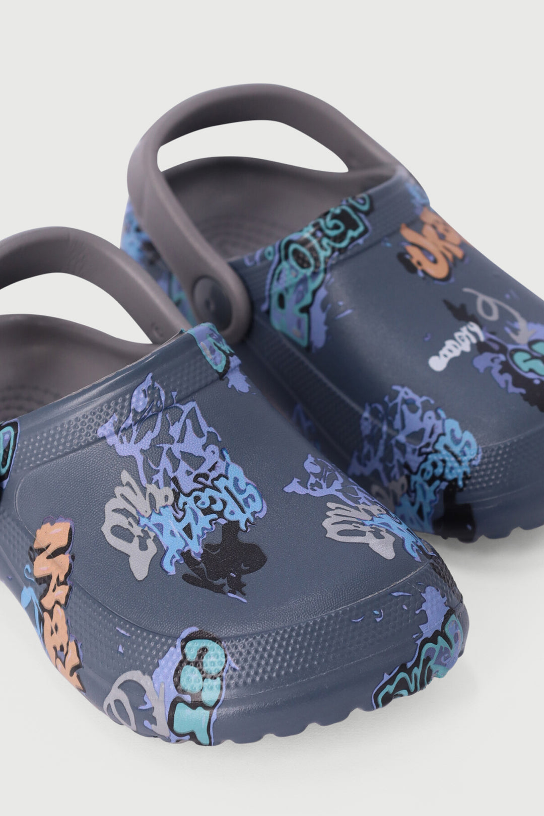Pre-Boys Graffiti Print Clog - Grey