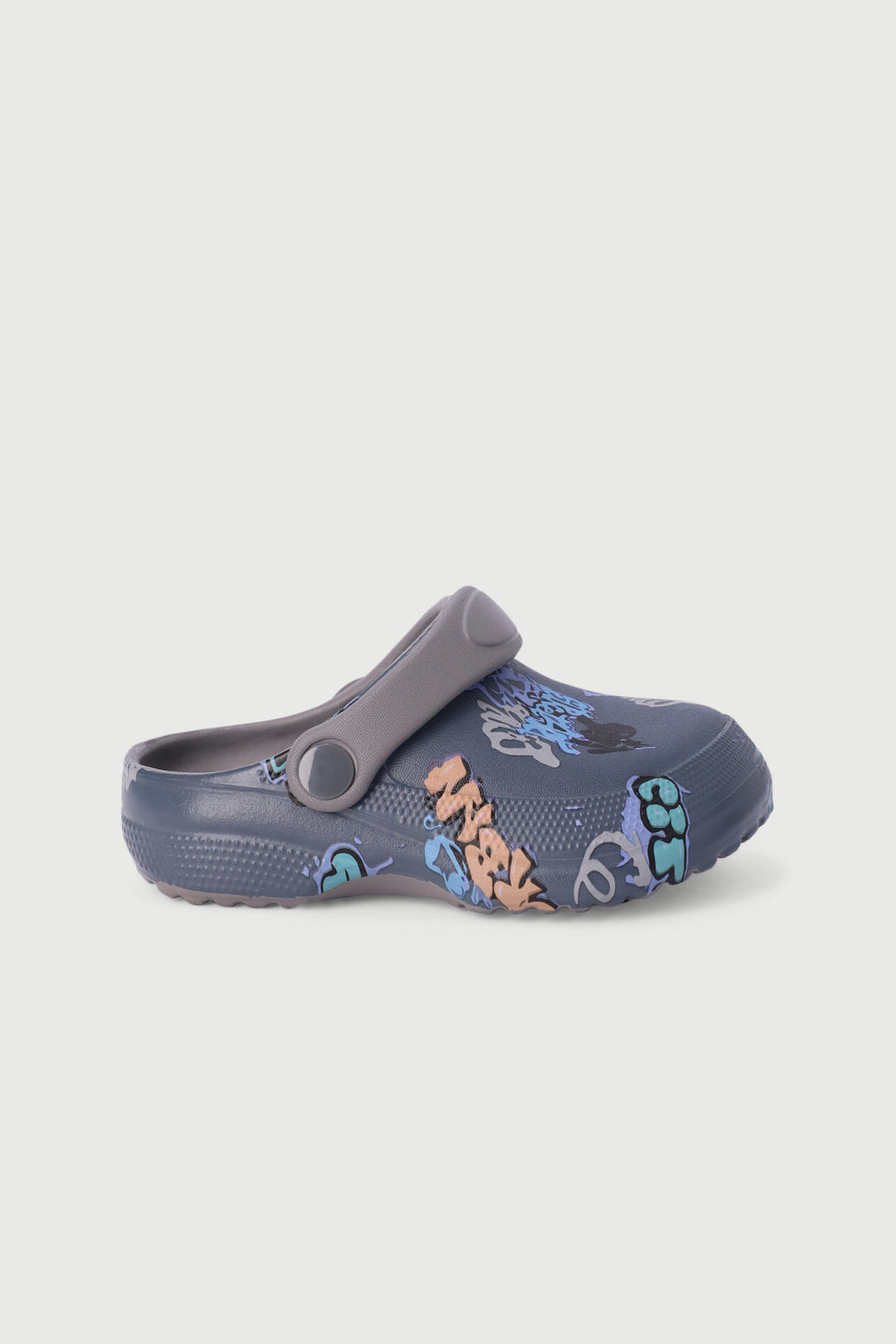 Pre-Boys Graffiti Print Clog - Grey
