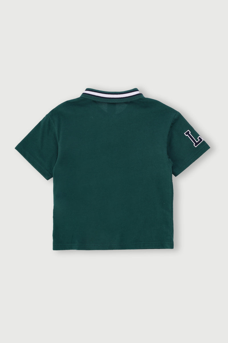 Pre-Boys Quarter Zip Hd Square Applique Golfer - Dark Green