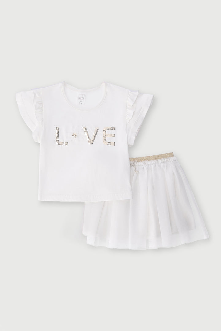 Pre-Girls Love Mesh Party Set - Cream