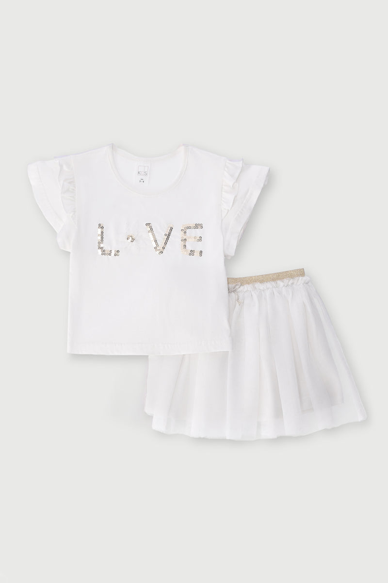 Pre-Girls Love Mesh Party Set - Cream