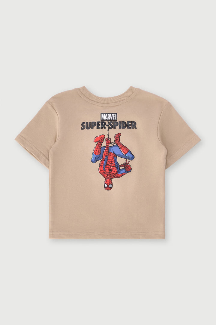 Pre-Boys Spiderman Fleece Crew Top - Stone