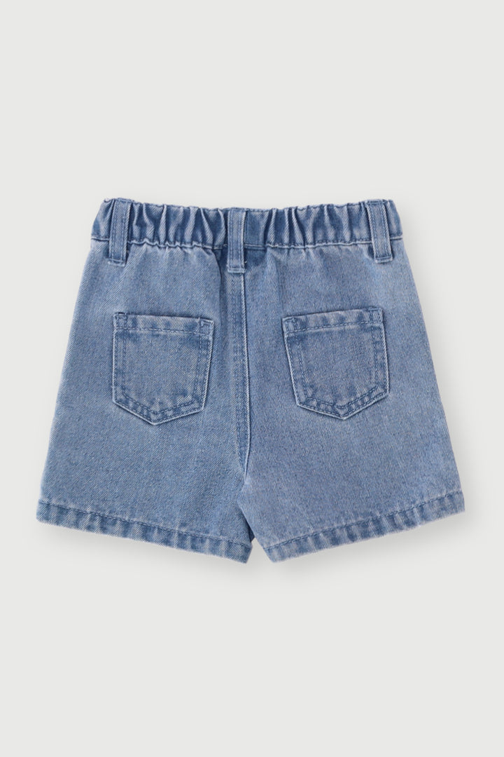 Baby Girls Heart Patches Denim Short - Denim