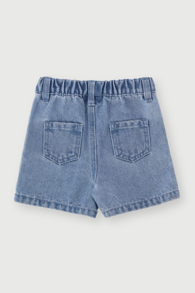 Baby Girls Heart Patches Denim Short - Denim