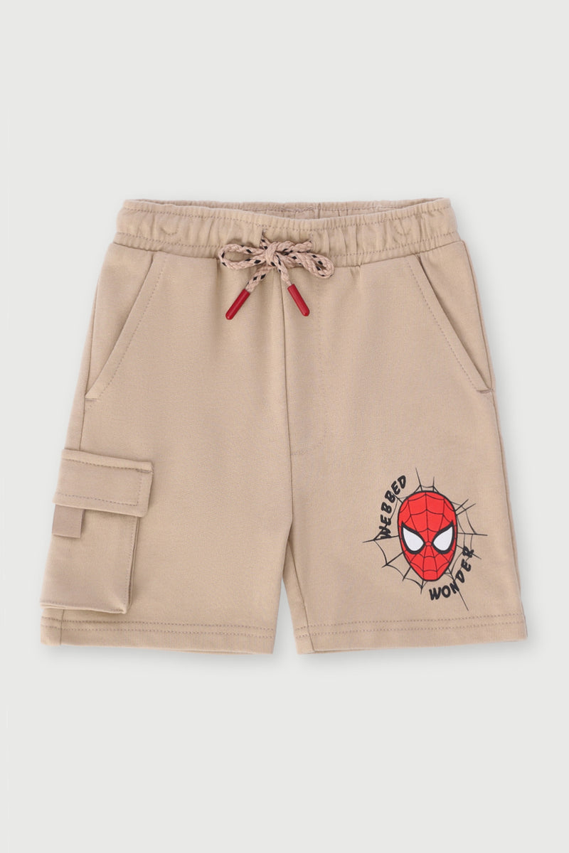 Pre-Boys Spiderman Cargo Short - Stone