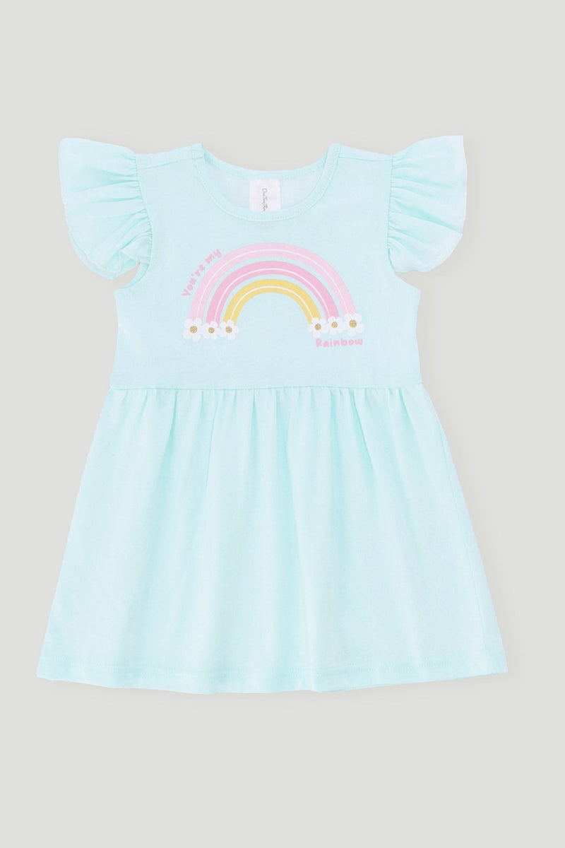 Baby Girls Rainbow Dress - Mint