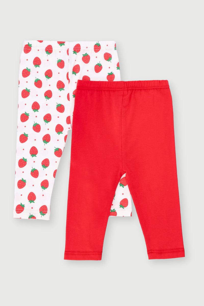 Baby Girls 2 Pack Strawberry Legging - Red